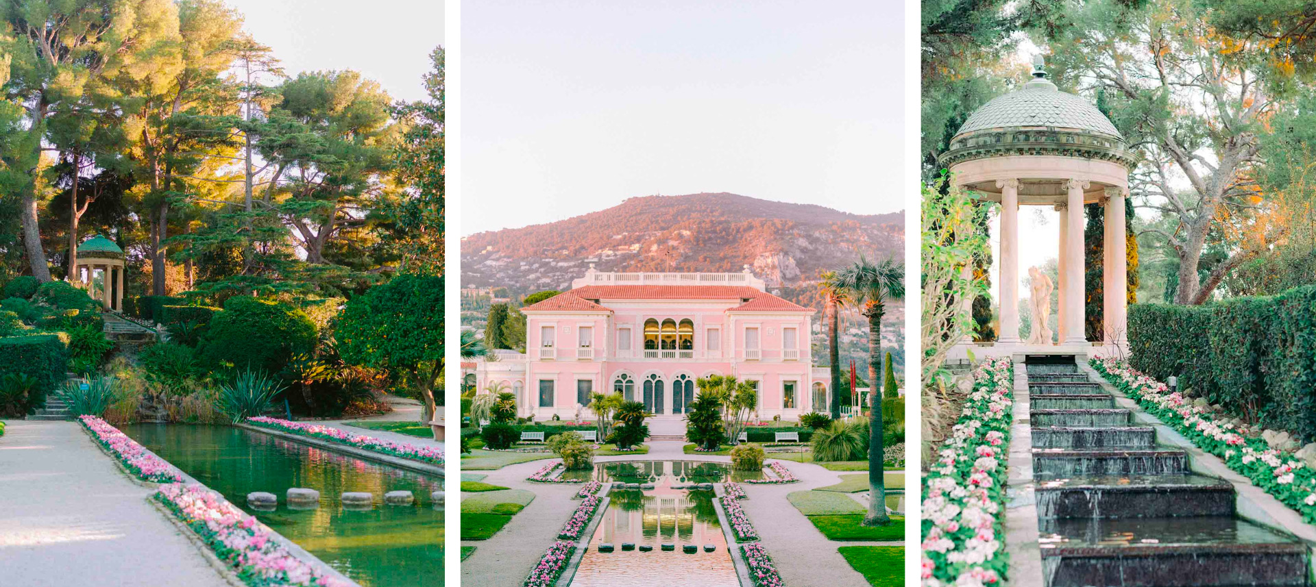 villa ephrussi de rotschield saint jean cap ferrat avec son magnifque jardin et sa façade rosée